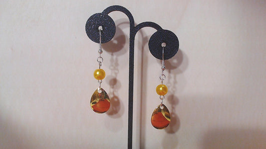 Gold Spinner Earrings with Gold Fishing Bead