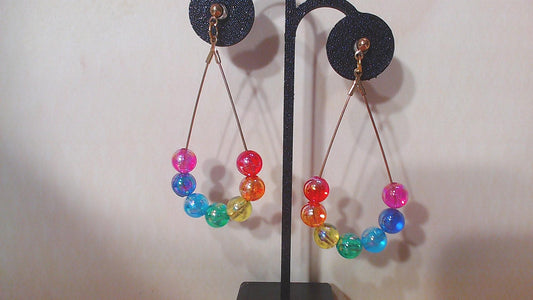 Rainbow Fishing Bead Earrings on Studs